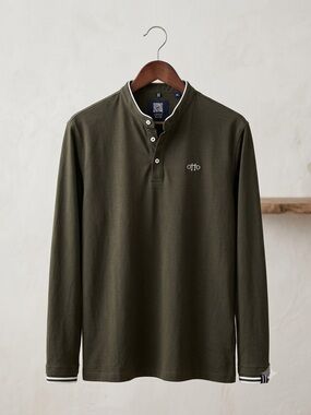 Otto Men's Olive Green Long Sleeve Henley